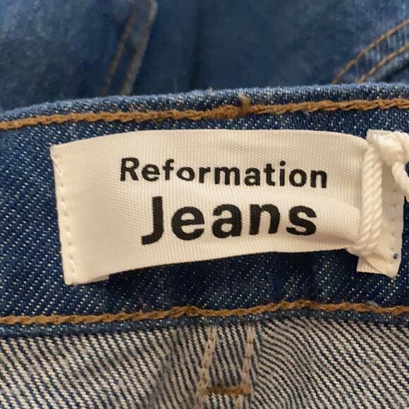 Reformation Cynthia Button Fly High Rise Straight Jeans Blue Denim Size 31x29 - Picture 6 of 9